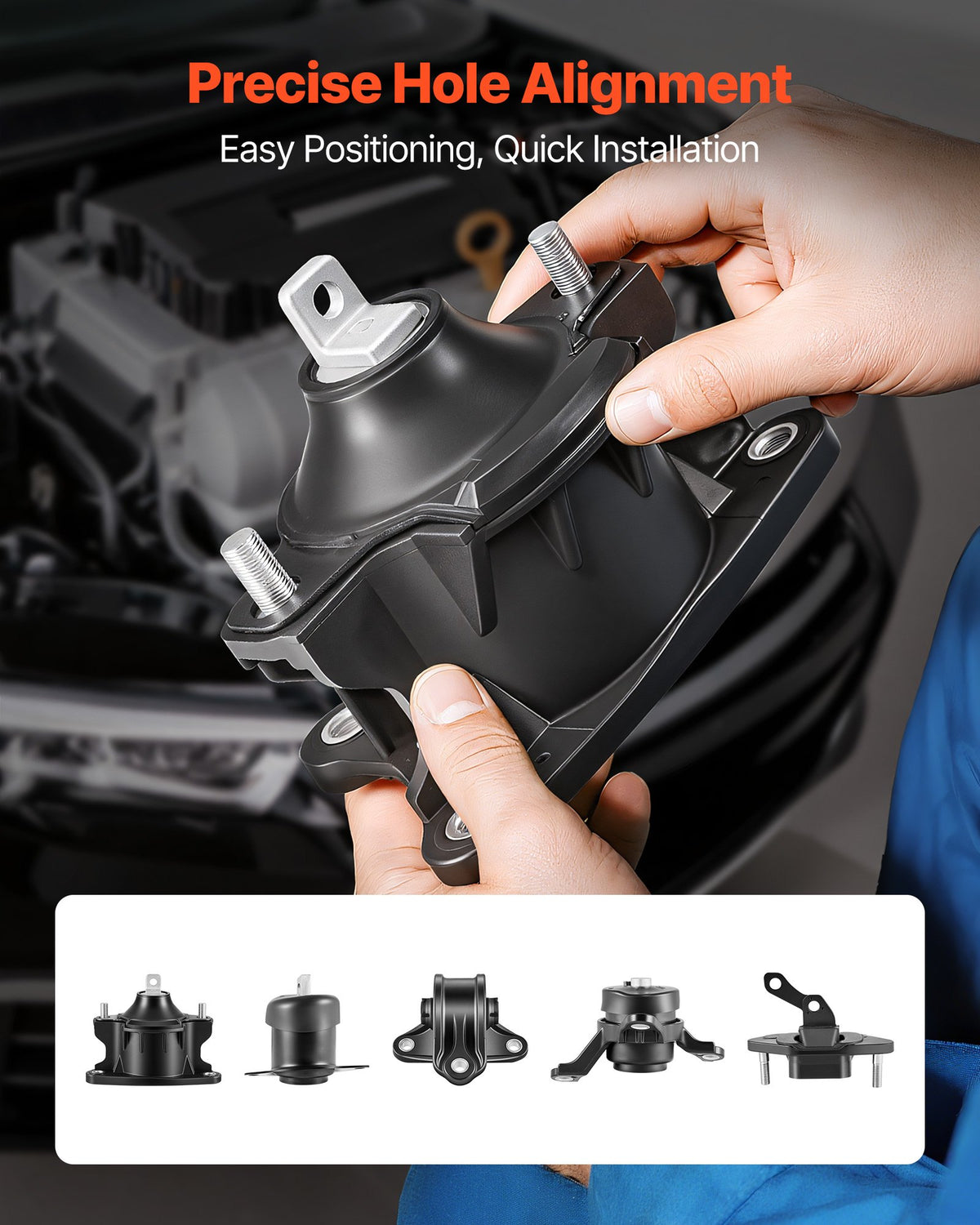 VEVOR Engine Motor Mount and Transmission Mount Kit Replacement, Set of 5, Compatible with 2008-2012 Honda Accord 2.4L L4 and 2009-2013 Acura TSX 2.4L, Replace OE# A4565 A4572 A4570 A4584 A4561 - FDJMDZJ5JTBTPCNK9001V0 - view 7