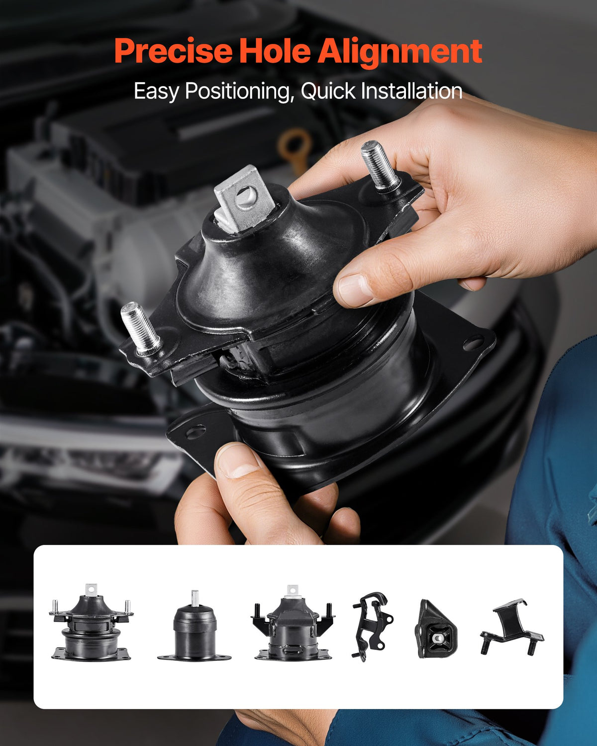 VEVOR Engine Motor Mount and Transmission Mount Kit Replacement, Set of 6, Compatible with 2003–2007 Honda Accord 3.0L V6, Replace OE# A4526HY, A4517, A4527HY, A4524, A4544, A4525, Secure Support - FDJMDZJ6JTPNYL394001V0 - view 7
