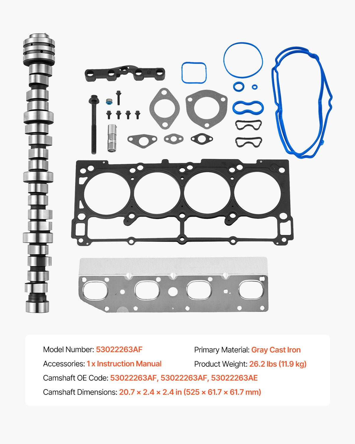 VEVOR Lifter Camshaft Kit, 18-Piece Set, Fits 2009-2021 Jeep Grand Cherokee, 2009-2021 Dodge Challenger, Fits 1999-2013 4.8L, 5.3L, and 5.7L LS-Based Engines, V8 5.7L - FDJTLHTGTJKLY5KMJ001V0 - view 8