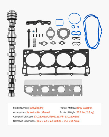 VEVOR Lifter Camshaft Kit, 18-Piece Set, Fits 2009-2021 Jeep Grand Cherokee, 2009-2021 Dodge Challenger, Fits 1999-2013 4.8L, 5.3L, and 5.7L LS-Based Engines, V8 5.7L - FDJTLHTGTJKLY5KMJ001V0 - view 8