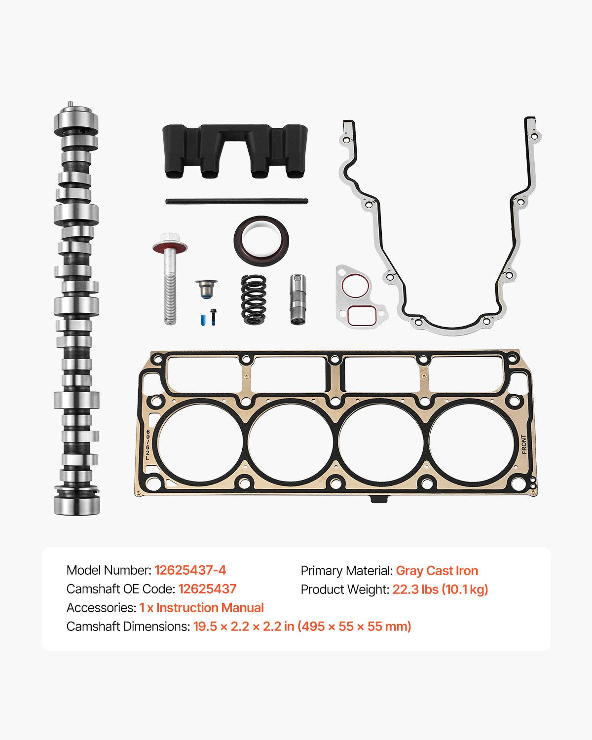 VEVOR Lifter Camshaft Kit, 13-Piece Set, Gray Cast Iron Engine Cam, Compatible with Norris trucks from 1999-2013 GM Gen3/4, Fit 1999-2013 LS-Based Engines (Silverado, Sierra, Tahoe, Yukon/LS1) - FDJTLHTGTJTYJG47X001V0 - view 8