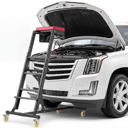 VEVOR Top Automotive Creeper 48"-64" Adjustable with Folding Mechanical Arm, Foldable High Top Engine Creeper, 400LBS Heavy-Duty Support, Stable I-Shaped Base, 4-Wheel Smooth Rolling for Auto Repair - FDJXCTYIXKZDZ5PUM001V0 - view 2