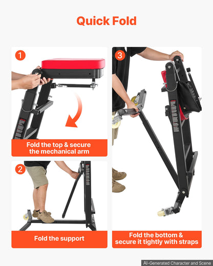 VEVOR Top Automotive Creeper 48"-64" Adjustable with Folding Mechanical Arm, Foldable High Top Engine Creeper, 400LBS Heavy-Duty Support, Stable I-Shaped Base, 4-Wheel Smooth Rolling for Auto Repair - FDJXCTYIXKZDZ5PUM001V0 - view 7