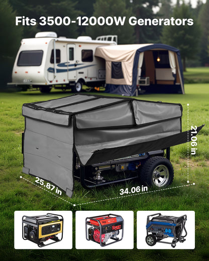 VEVOR Generator Cover, 34 x 26 x 21 Inch Waterproof Universal Generator Cover for Most Generators 3500-12000 Watt, Portable Generator Running Cover with Heavy Duty Thicken 420D Oxford Fabric, Grey - FDJYXZ332551SDIBJ001V0 - view 3