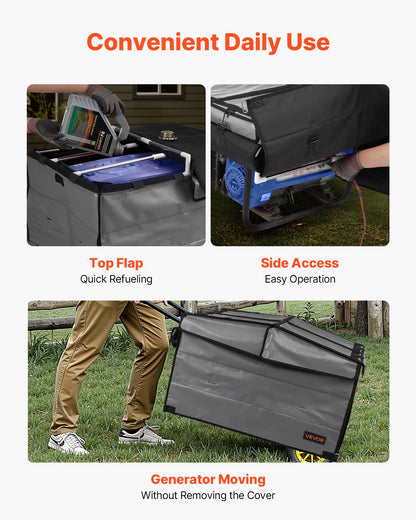 VEVOR Generator Cover, 34 x 26 x 21 Inch Waterproof Universal Generator Cover for Most Generators 3500-12000 Watt, Portable Generator Running Cover with Heavy Duty Thicken 420D Oxford Fabric, Grey - FDJYXZ332551SDIBJ001V0 - view 5