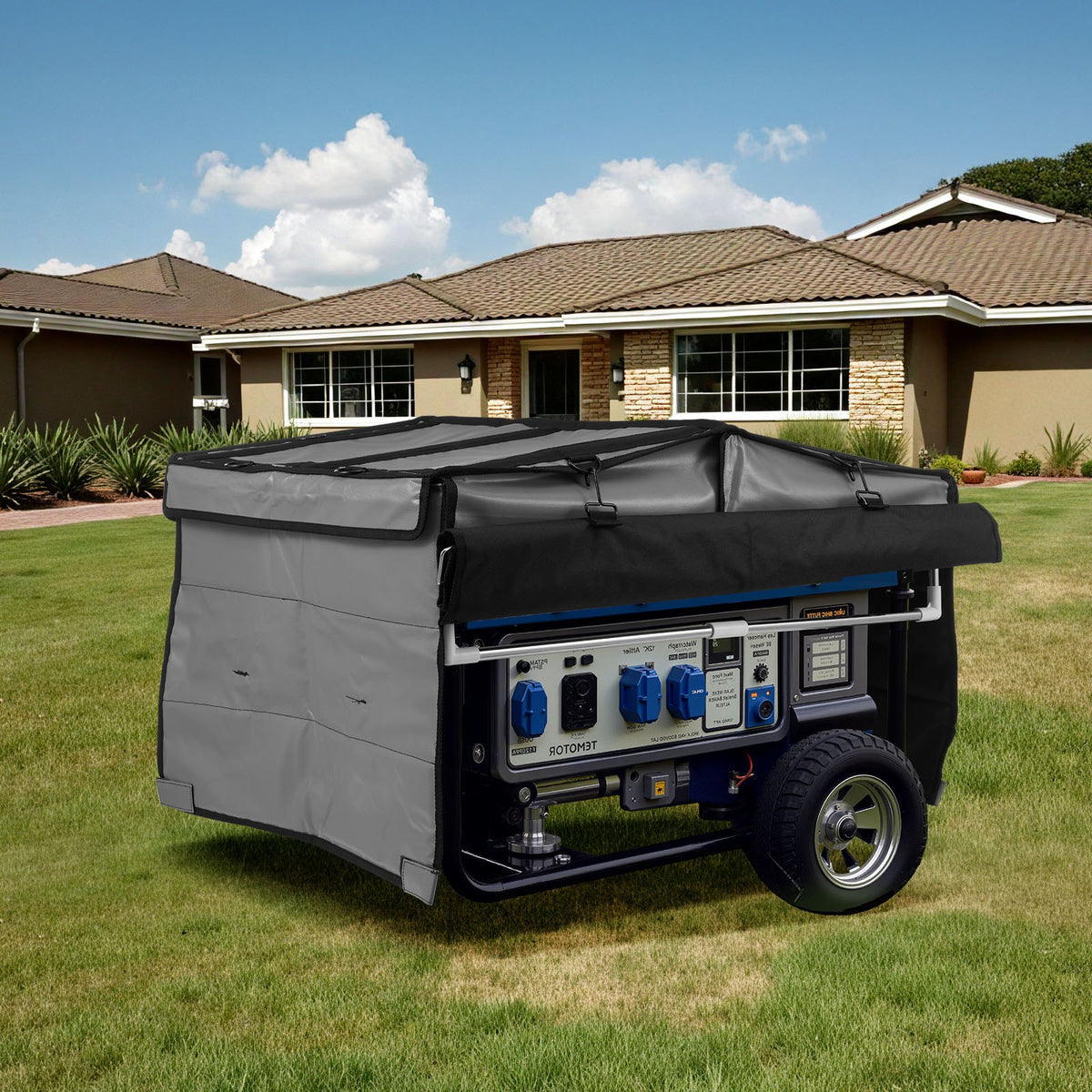 VEVOR Generator Cover, 34 x 26 x 21 Inch Waterproof Universal Generator Cover for Most Generators 3500-12000 Watt, Portable Generator Running Cover with Heavy Duty Thicken 420D Oxford Fabric, Grey - FDJYXZ332551SDIBJ001V0 - view 9