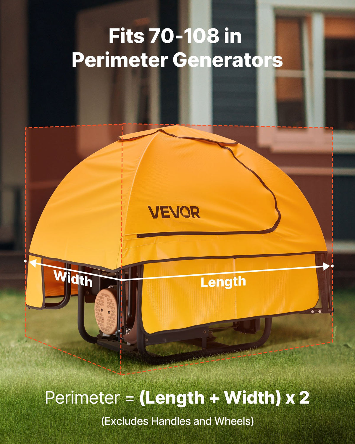 VEVOR Generator Cover, 36 x 26 x 26 Inch Waterproof Universal Generator Cover for Most Generators 70-108 Inch Perimeter, Portable Generator Running Cover with Heavy Duty Thicken Oxford Fabric, Yellow - FDJYXZ362418CK8AZ001V0 - view 3