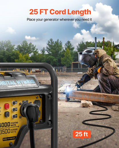 VEVOR 50-Amp Generator Extension Cord, 25 Foot, 250 Volts 12500 Watts Heavy Duty Power Cable, NEMA 6-50R NEMA 6-50P SWT 6AWG Flexible Welder Extension Cord, with Storage Bag, for Generators, ETL Listed - FDJYZX650XFSP1MFOV1 - view 5
