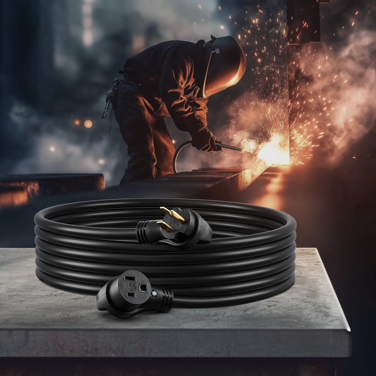 VEVOR 50-Amp Generator Extension Cord, 25 Foot, 250 Volts 12500 Watts Heavy Duty Power Cable, NEMA 6-50R NEMA 6-50P SWT 6AWG Flexible Welder Extension Cord, with Storage Bag, for Generators, ETL Listed - FDJYZX650XFSP1MFOV1 - view 9