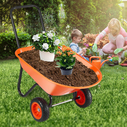 VEVOR Wheelbarrow Cart, 5 Cu. Ft. Load & 397 lbs Capacity, 2 Wheels Garden Dump Cart, Garden Wagon with Handle &  10"  Wide Track Wheels, Easy Loading Utility Yard Cart & Wagons for Outdoor Lawn Yard - FDL2LHYTC2JLVT7G3V0 - view 9