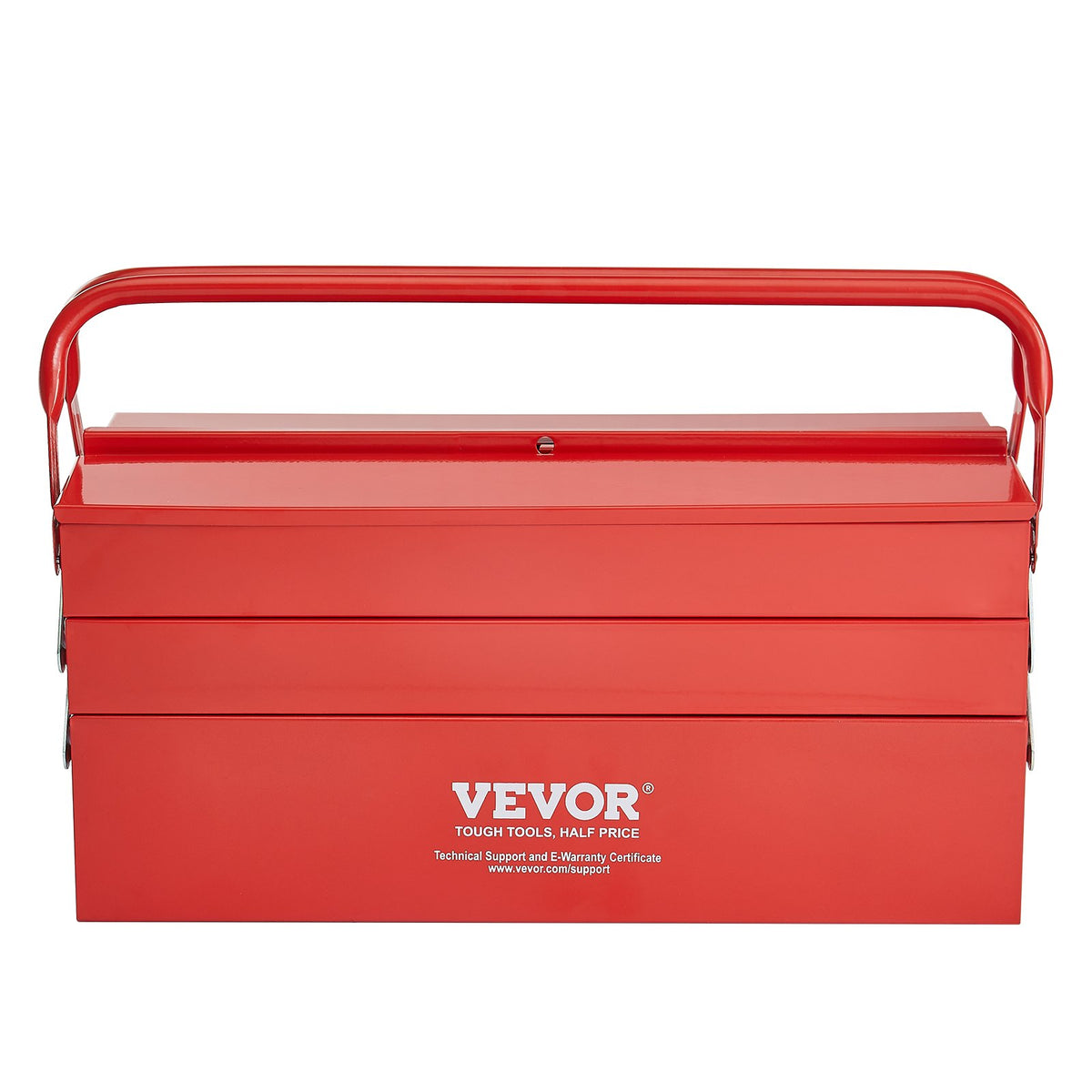 VEVOR Metal Tool Box, 18-inch, 3-Tier 5-Tray Portable Folding Tool Chest Organizer with Handle & Lock Hole, Powder Coated Steel, Cantilever Toolbox for Household Factory Warehouse Repair Shop, Red - FDSBXSGJX18IMMLQMV0 - view 10