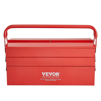 VEVOR Metal Tool Box, 18-inch, 3-Tier 5-Tray Portable Folding Tool Chest Organizer with Handle & Lock Hole, Powder Coated Steel, Cantilever Toolbox for Household Factory Warehouse Repair Shop, Red - FDSBXSGJX18IMMLQMV0 - view 10
