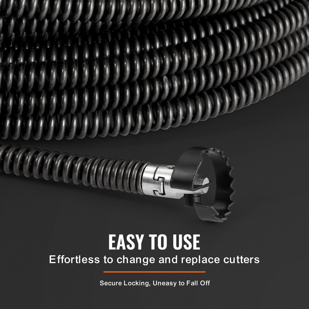 VEVOR Drain Cleaning Cable 100 FT x 5/8 Inch, Professional Sectional Drain Cleaner Cable with 7 Cutters for 0.8" to 3.9" Pipes, Hollow Core Sewer Drain Auger Cable for Sink, Floor Drain, Toilet - FDSDL58IN100OPWKNV0 - view 6