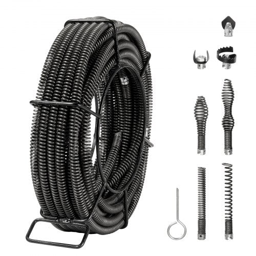 VEVOR Drain Cleaning Cable 66 FT x 5/8 Inch, Professional Sectional Drain Cleaner Cable with 7 Cutters for 0.8" to 3.9" Pipes, Hollow Core Sewer Drain Auger Cable for Sink, Floor Drain, Toilet - FDSDL58IN66YN2IJNV0 - view 2