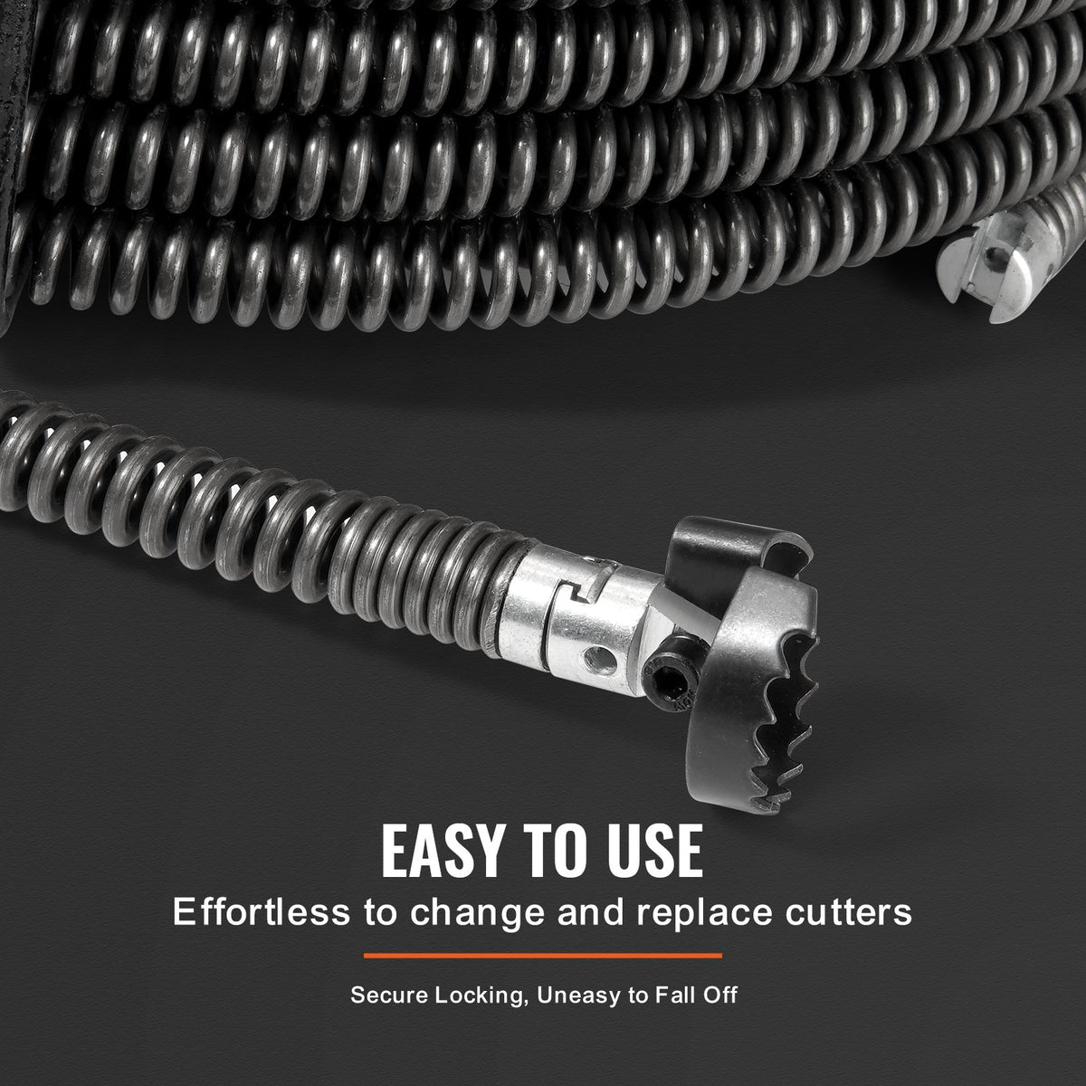 VEVOR Drain Cleaning Cable 66 FT x 5/8 Inch, Professional Sectional Drain Cleaner Cable with 7 Cutters for 0.8" to 3.9" Pipes, Hollow Core Sewer Drain Auger Cable for Sink, Floor Drain, Toilet - FDSDL58IN66YN2IJNV0 - view 6