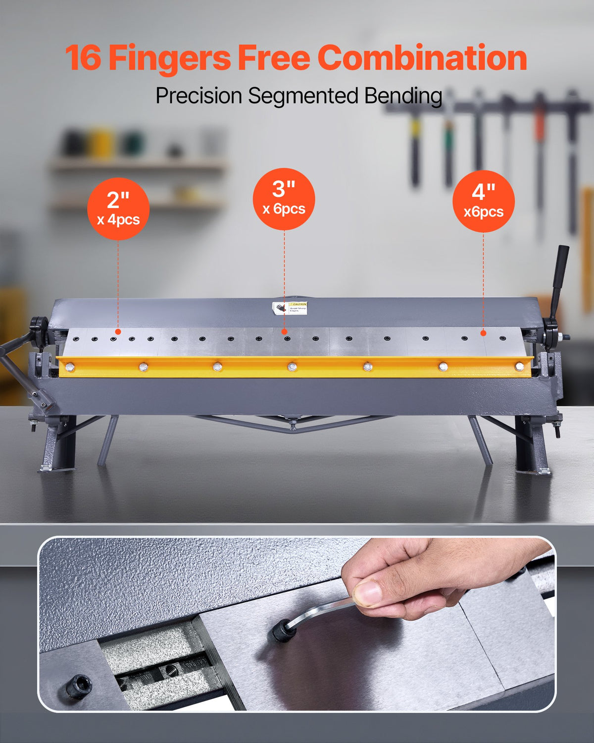 VEVOR Box and Pan Brake, 50 in Sheet Metal Bending Brake,16-Gauge Mild Steel Capacity, 0-135 Degree Adjustable, Metal Bender Machine with 16 Fingers, Heavy-Duty Aluminum Folder for Precise Bending - FDSWQZDQFDSDDV4JK001V0 - view 5