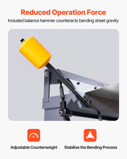 VEVOR Box and Pan Brake, 36 in Sheet Metal Bending Brake,16-Gauge Mild Steel Capacity, 0-135 Degree Adjustable, Metal Bender Machine with 6 Fingers, Heavy-Duty Aluminum Folder for Precise Bending - FDSWQZDQFDSDN0VTX001V0 - view 6