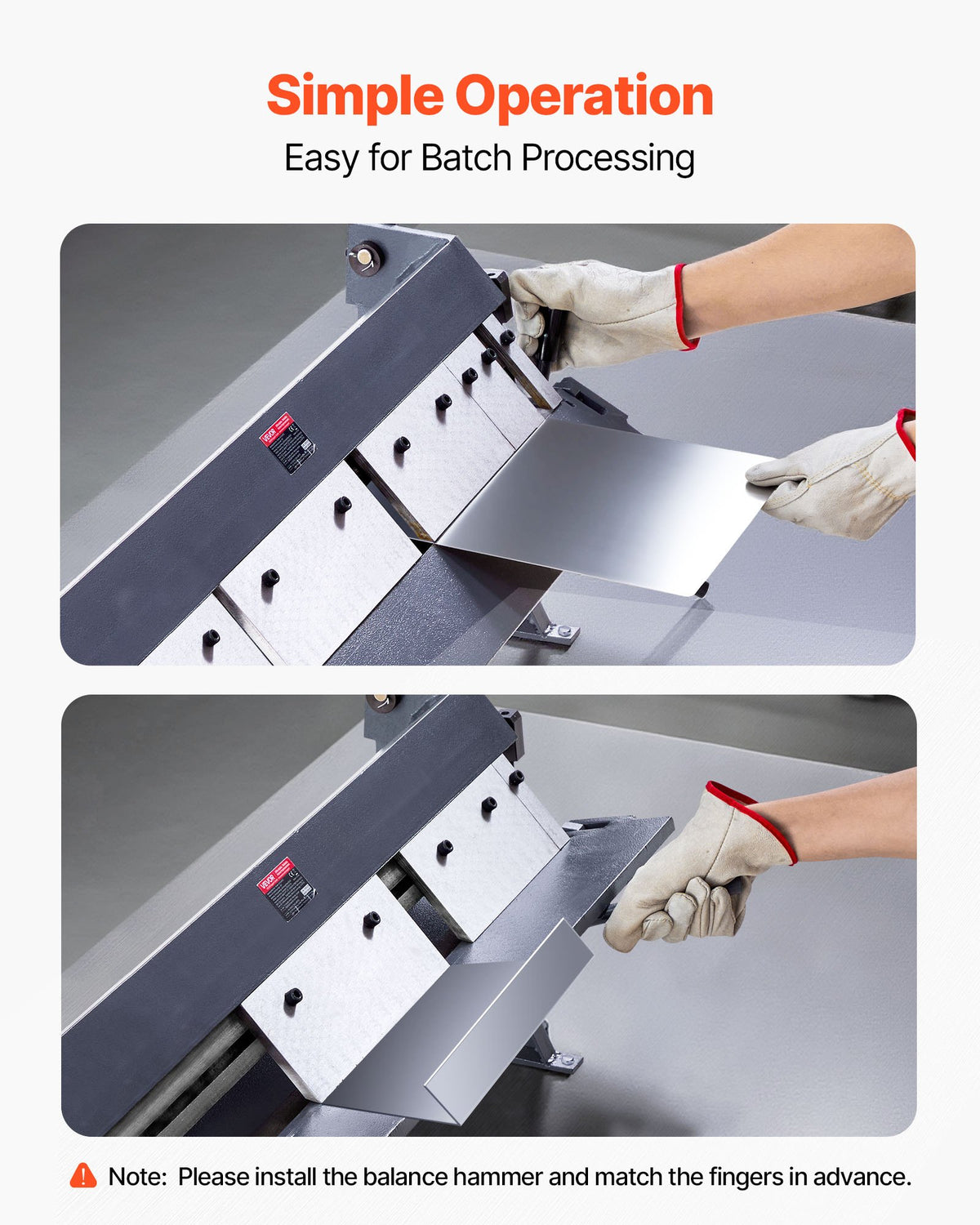 VEVOR Box and Pan Brake, 36 in Sheet Metal Bending Brake,16-Gauge Mild Steel Capacity, 0-135 Degree Adjustable, Metal Bender Machine with 6 Fingers, Heavy-Duty Aluminum Folder for Precise Bending - FDSWQZDQFDSDN0VTX001V0 - view 7