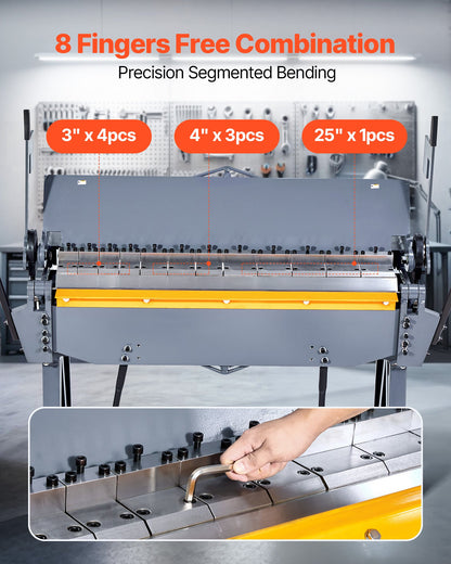 VEVOR Box and Pan Brake, 48 in Sheet Metal Bending Brake, 12-Gauge Mild Steel Capacity, 0-135 Degree Adjustable, Metal Bender Machine with 8 Fingers, Heavy-Duty Aluminum Folder for Precise Bending - FDSWQZDQFDSSSJ8YF001V0 - view 5