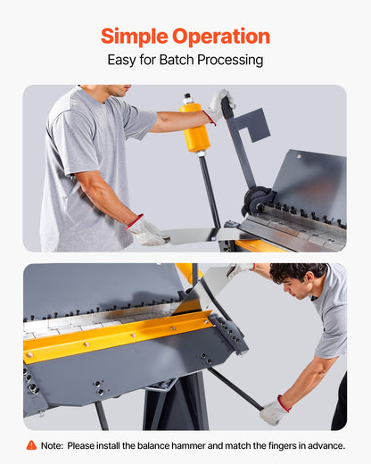 VEVOR Box and Pan Brake, 48 in Sheet Metal Bending Brake, 12-Gauge Mild Steel Capacity, 0-135 Degree Adjustable, Metal Bender Machine with 8 Fingers, Heavy-Duty Aluminum Folder for Precise Bending - FDSWQZDQFDSSSJ8YF001V0 - view 7