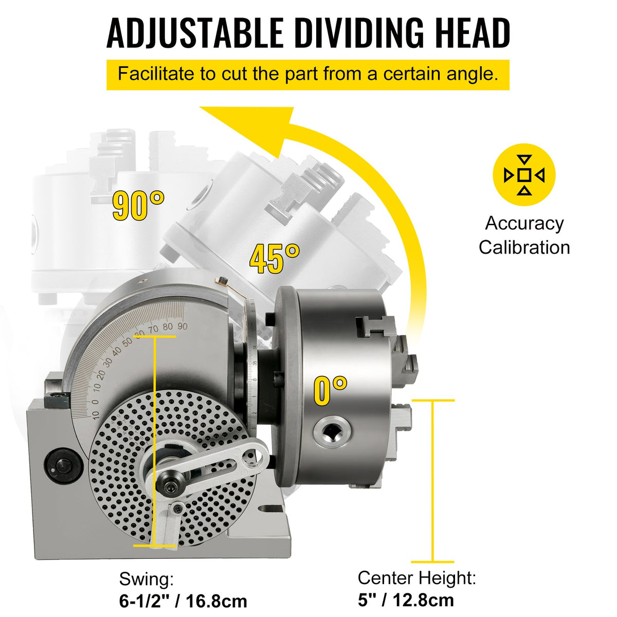 VEVOR Dividing Head BS-1 Dividing Head Set 6\" 3-jaw Chuck Semi Universal Milling Set with 6\" Chuck+Tailstock+Dividing Plates for Milling Grinding Drilling Machine - FDTBS-1LYC0000001V0 - view 5