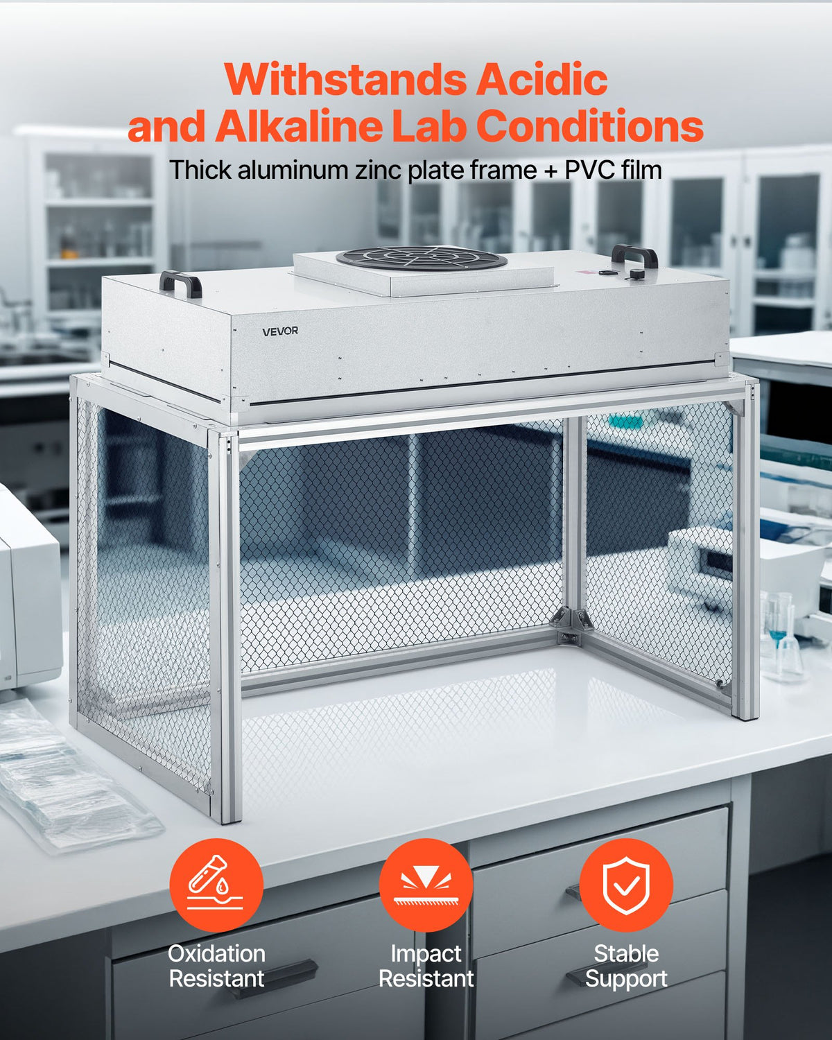 VEVOR Laminar Flow Hood, 24.02 x 46.06 x 27.36 inch Working Area FUU Fan Filter Unit, Meets Class 100/ISO 5 Clean Room Standards, with HEPA-14 Filter and G1 Pre-Filter, for Laboratory, Mushroom Room - FFUFJGLDY40YUSSPB001V1 - view 5