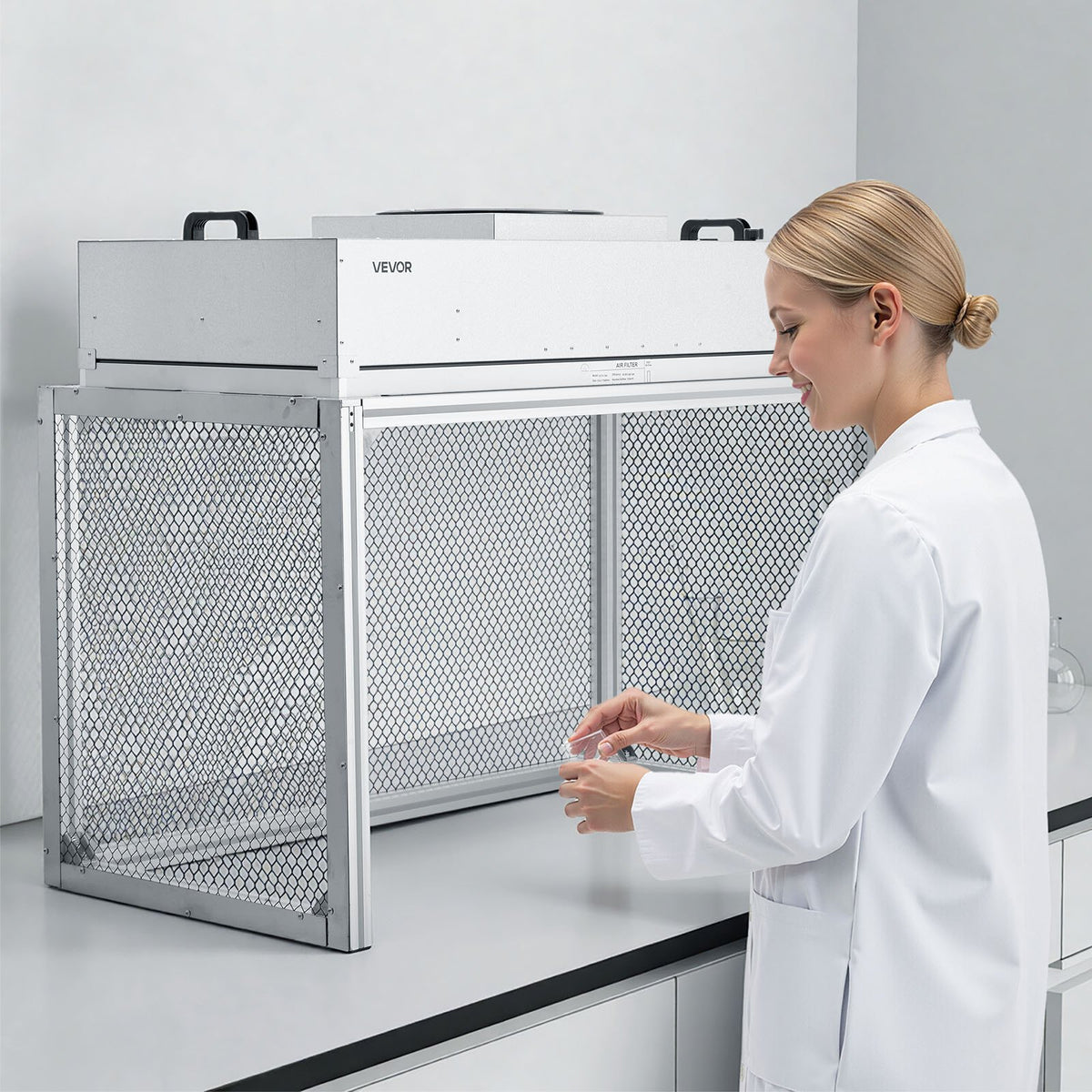 VEVOR Laminar Flow Hood, 24.02 x 46.06 x 27.36 inch Working Area FUU Fan Filter Unit, Meets Class 100/ISO 5 Clean Room Standards, with HEPA-14 Filter and G1 Pre-Filter, for Laboratory, Mushroom Room - FFUFJGLDY40YUSSPB001V1 - view 9