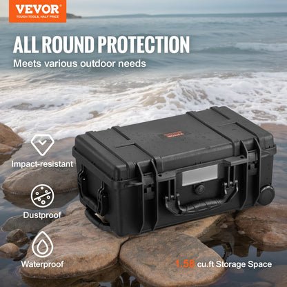 VEVOR Weatherproof Hard Case, Heavy Duty Protective Dry Box Case with Pre-cut Foam, Wheels & Retractable Pull Handles for Travel, Hunt, Military, Tactical, IP67 Waterproof Case for Cameras (64x51x25) - FFYLGX1618CUQYFZ6V0 - view 3