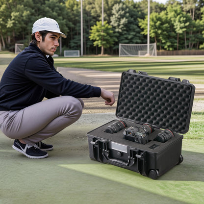 VEVOR Weatherproof Hard Case, Heavy Duty Protective Dry Box Case with Pre-cut Foam, Wheels & Retractable Pull Handles for Travel, Hunt, Military, Tactical, IP67 Waterproof Case for Cameras (64x51x25) - FFYLGX1618CUQYFZ6V0 - view 9