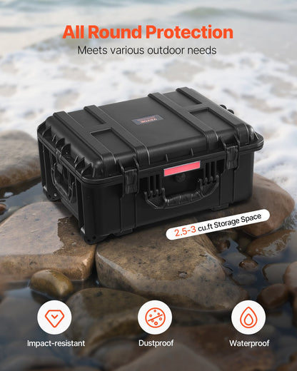 VEVOR Weatherproof Hard Case, Heavy Duty Protective Dry Box Case with Pre-Cut Foam, Wheels & Retractable Pull Handles for Travel, Hunt, Military, Tactical, IP67 Waterproof Case for Cameras(57x45x28) - FFYLGX30LFYC2ZF5YV0 - view 3