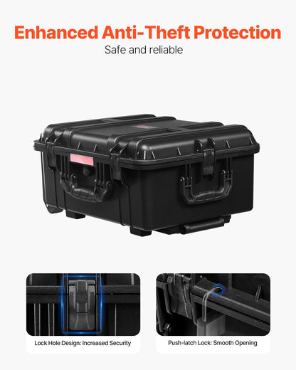 VEVOR Weatherproof Hard Case, Heavy Duty Protective Dry Box Case with Pre-Cut Foam, Wheels & Retractable Pull Handles for Travel, Hunt, Military, Tactical, IP67 Waterproof Case for Cameras(57x45x28) - FFYLGX30LFYC2ZF5YV0 - view 6