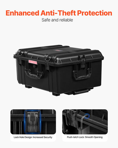 VEVOR Weatherproof Hard Case, Heavy Duty Protective Dry Box Case with Pre-Cut Foam, Wheels & Retractable Pull Handles for Travel, Hunt, Military, Tactical, IP67 Waterproof Case for Cameras(63x50x32) - FFYLGX43LFYCO4BW5V0 - view 6