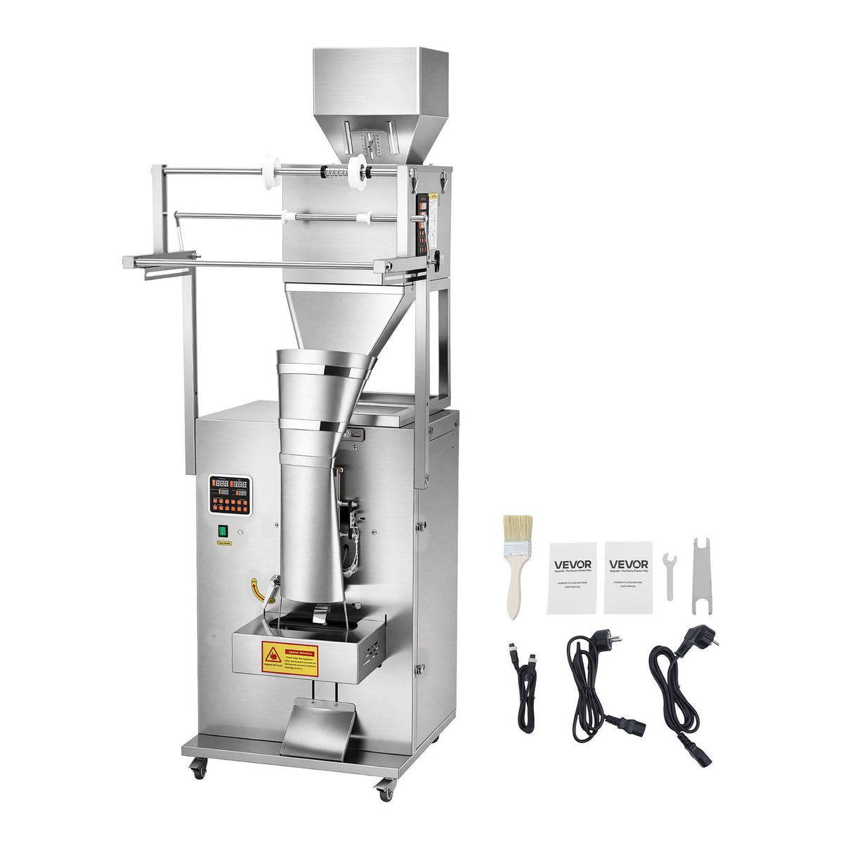 VEVOR Powder Filling and Sealing Machine, 10-999g(0.02-2.2lbs) Automatic Particle Granule Packaging Machine, Stainless Steel, Weighing Filling Sealing, for Coffee Beans, Grains, Tea, Spices, Silver - FFYTLDS1000GAEDVF001V1 - view 10