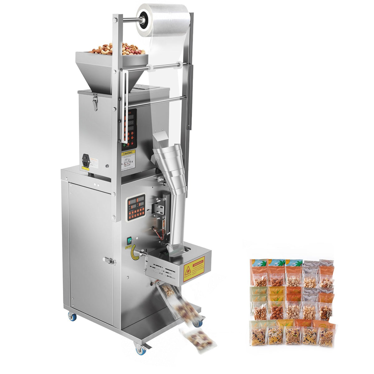 VEVOR Powder Filling and Sealing Machine, 3-200g(0.01-0.44lbs) Automatic Particle Granule Packaging Machine, Stainless Steel, Weighing Filling Sealing, for Coffee Beans, Grains, Tea, Spices, Silver - FFYTLDS200G0L8QIA001V1 - view 1