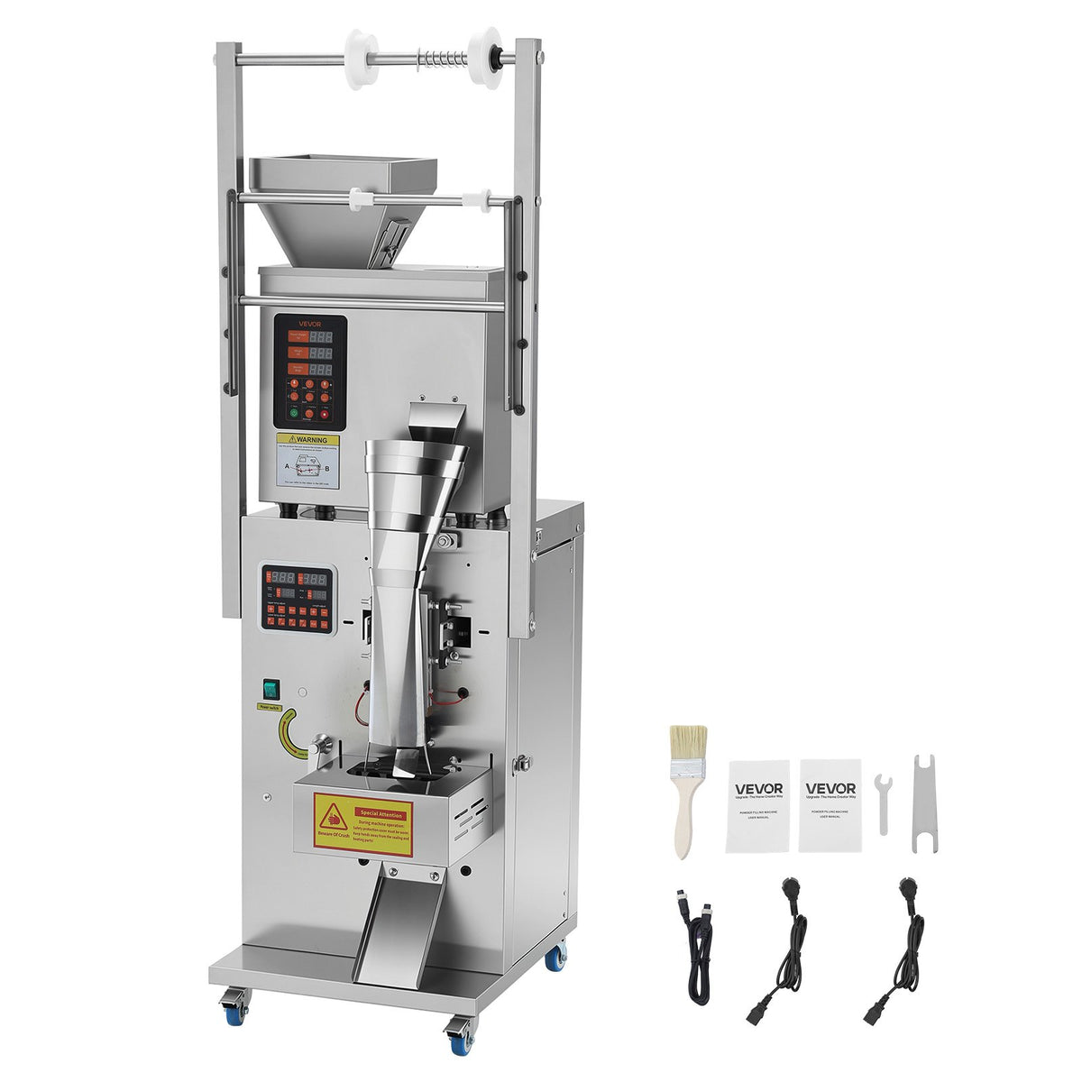 VEVOR Powder Filling and Sealing Machine, 3-200g(0.01-0.44lbs) Automatic Particle Granule Packaging Machine, Stainless Steel, Weighing Filling Sealing, for Coffee Beans, Grains, Tea, Spices, Silver - FFYTLDS200G0L8QIA001V1 - view 10