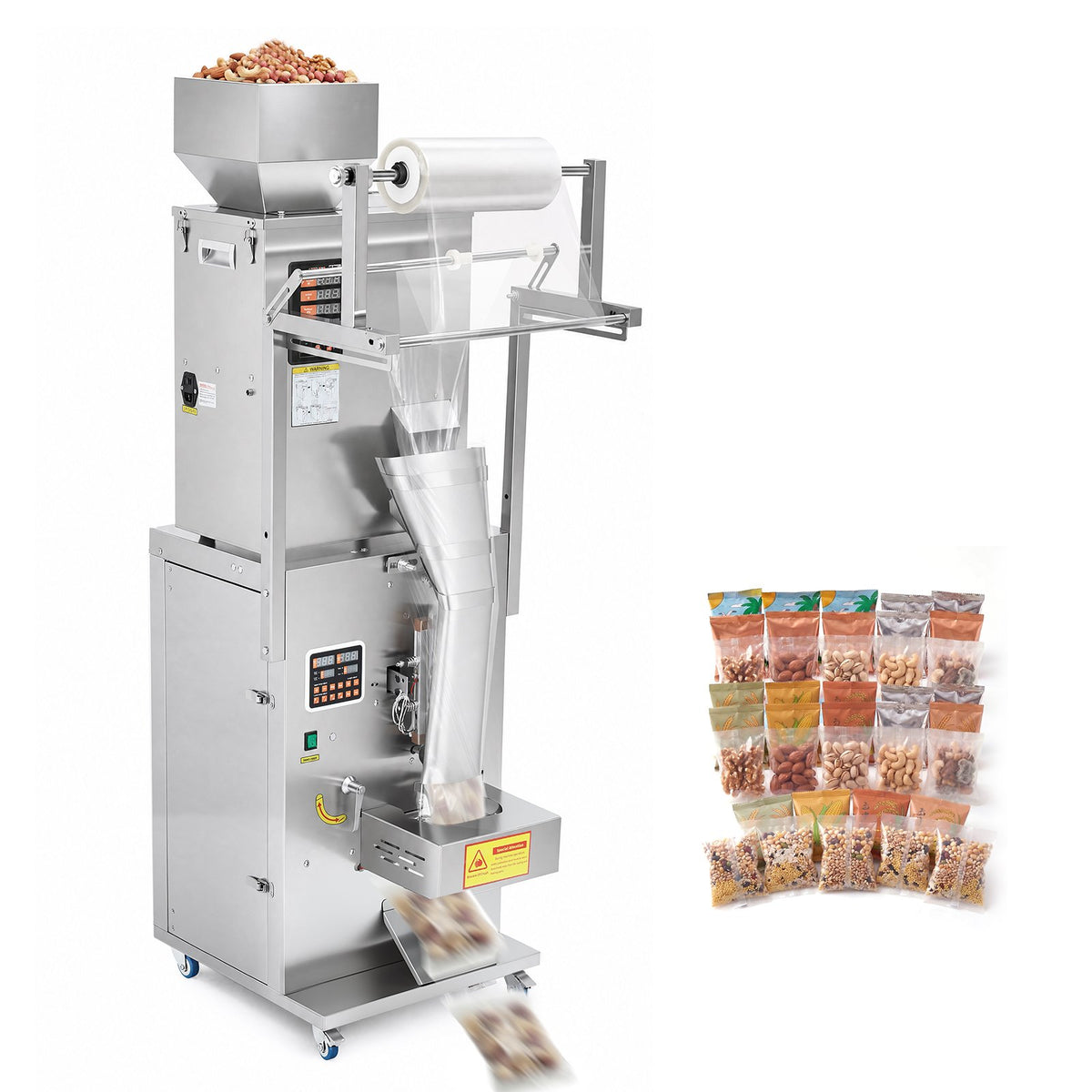 VEVOR Powder Filling and Sealing Machine, 10-500g(0.02-1.1lbs) Automatic Particle Granule Packaging Machine, Stainless Steel, Weighing Filling Sealing, for Coffee Beans, Grains, Tea, Spices, Silver - FFYTLDS500G0UKEO4001V1 - view 1