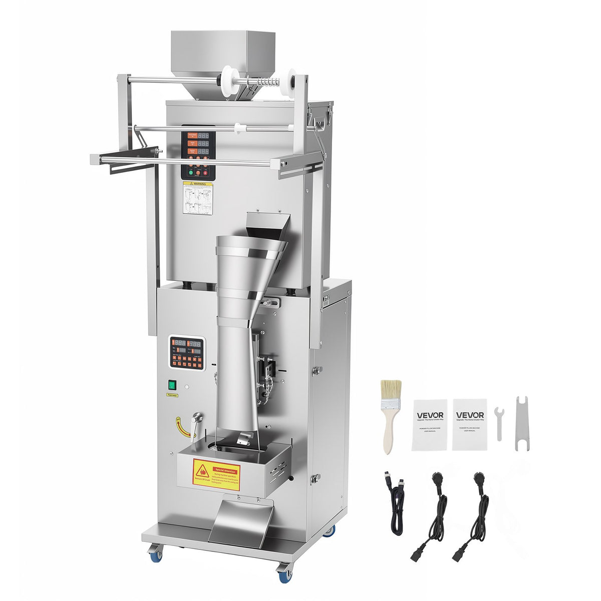 VEVOR Powder Filling and Sealing Machine, 10-500g(0.02-1.1lbs) Automatic Particle Granule Packaging Machine, Stainless Steel, Weighing Filling Sealing, for Coffee Beans, Grains, Tea, Spices, Silver - FFYTLDS500G0UKEO4001V1 - view 10
