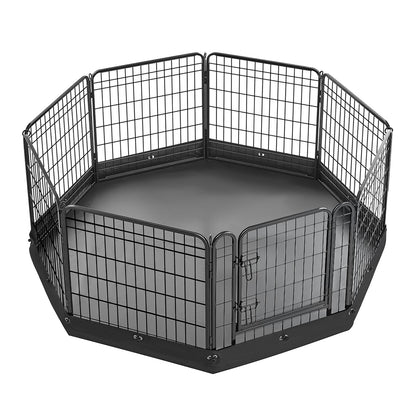 VEVOR Dog Playpen 24 Inch 8 Panels Foldable Exercise Pen with Bottom Pad, Indoor Metal Pet Fence with Door, Heavy Duty Puppy Crate Kennel, Pet Playpen for Dogs, Cats, and Other Small Animals, Black - FGCWWL24INCHQTAPA001V0 - view 10
