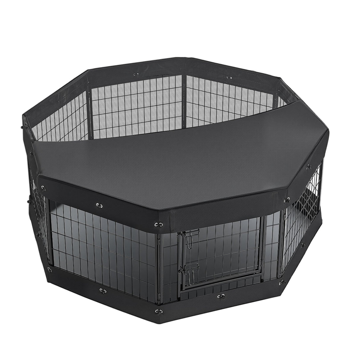 VEVOR Dog Playpen 24 Inch 8 Panels Heavy Duty with Top Cover & Bottom Pad, Indoor Foldable Metal Exercise Pen Pet Fence with Door, Puppy Crate Kennel Pen for Dogs, Cats, and Other Small Animals, Black - FGCWWL24INCHY2DLV001V0 - view 10
