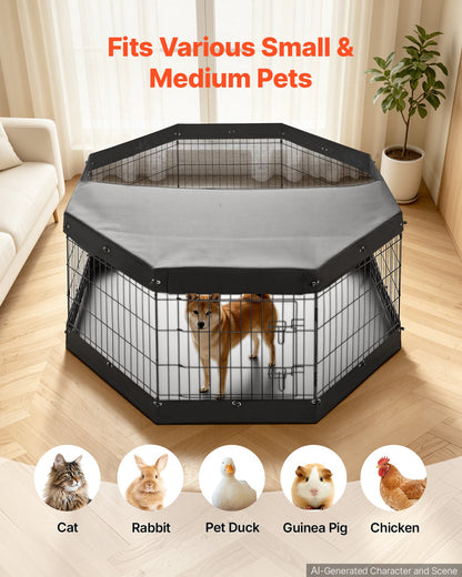 VEVOR Dog Playpen 30 Inch 8 Panels Exercise Pen with Top Cover & Bottom Pad, Indoor Foldable Metal Pet Fence with Door, Heavy Duty Puppy Crate Kennel Pen for Dogs, Cats, and Other Small Animals, Black - FGCWWL30INCHGBBVD001V0 - view 6
