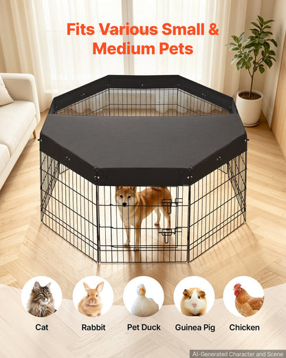 VEVOR Dog Playpen 30 Inch 8 Panels Foldable Exercise Pen with Top Cover, Indoor Metal Pet Fence with Door, Heavy Duty Puppy Crate Kennel, Pet Playpen for Dogs, Cats, and Other Small Animals, Black - FGCWWL30INCHNUY7I001V0 - view 5