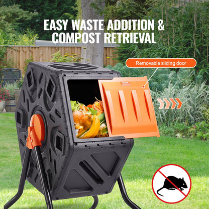 VEVOR Compost Bin, 18.5-Gal Composting Tumbler, Compact Single Rotating Chamber with Sliding Door and Steel Frame, BPA Free Small Composter Bin Tumbler for Garden, Kitchen, Yard, - FGDFJ185JL00JRFPDV0 - view 3
