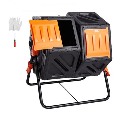 VEVOR Compost Bin, 37-Gal Dual Chamber Composting Tumbler, High Volume Two Rotating Chambers with 2 Sliding Door and Steel Frame, BPA Free Composter Bin Tumbler for Garden, - FGDFJ37JL000EYX7CV0 - view 1