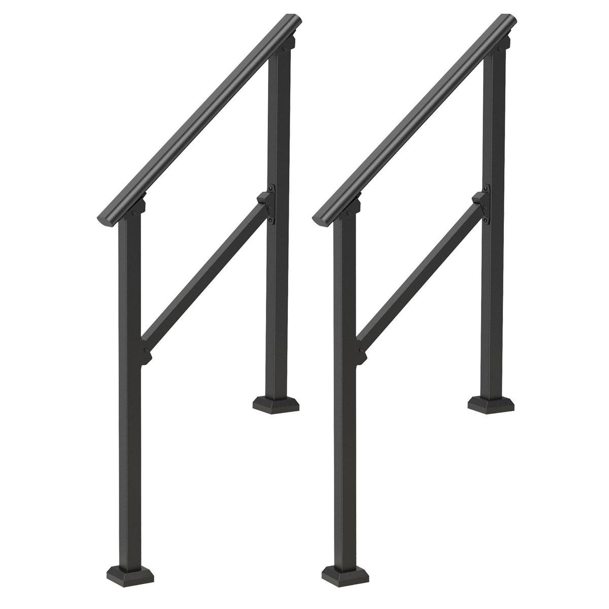 VEVOR Handrails for Outdoor Steps, 2 PCS 2-3 Step Stair Hand Rail Kit, Transitional Carbon Steel Railings with Installation Kit, Stair Rails for Seniors, Concrete & Porch & Deck, Black Square Tube - FGDHGZLSLZFS730X7V0 - view 10