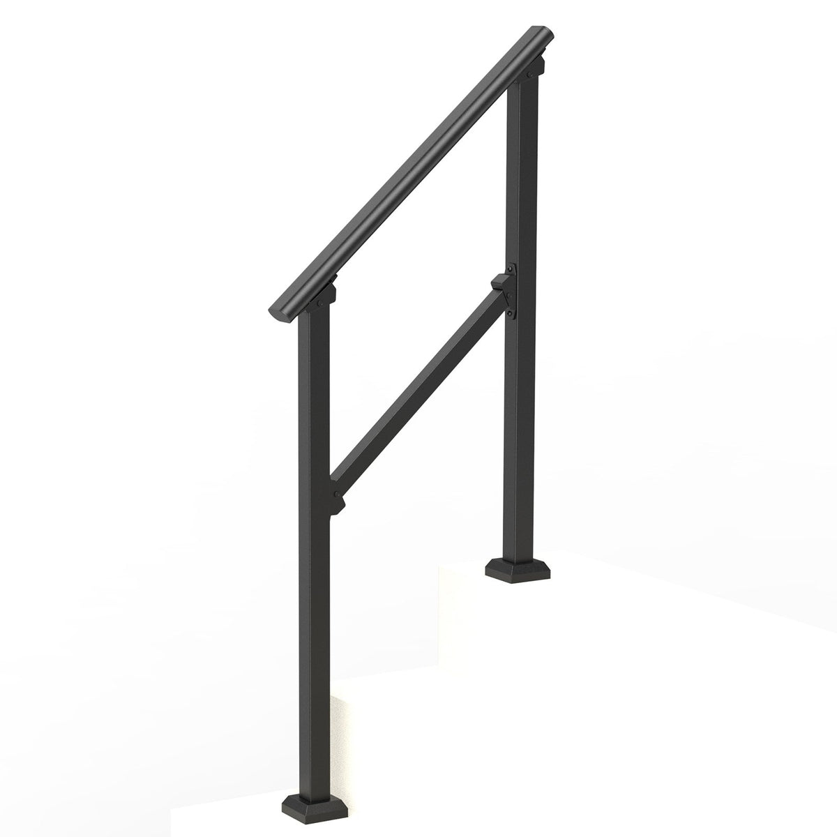 VEVOR Handrails for Outdoor Steps, 2-3 Step Stair Hand Rail Kit, Transitional Carbon Steel Railings with Installation Kit, Stair Rails for Seniors, Concrete Steps & Porch & Deck, Black Square Tube - FGDHGZLSLZFSFYEP9V0 - view 10