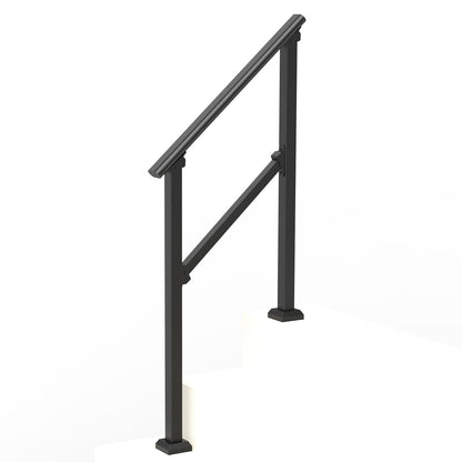 VEVOR Handrails for Outdoor Steps, 2-3 Step Stair Hand Rail Kit, Transitional Carbon Steel Railings with Installation Kit, Stair Rails for Seniors, Concrete Steps & Porch & Deck, Black Square Tube - FGDHGZLSLZFSFYEP9V0 - view 10