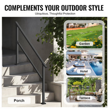 VEVOR Handrails for Outdoor Steps, 4-5 Step Stair Hand Rail Kit, Transitional Carbon Steel Railings with Installation Kit, Stair Rails for Seniors, Concrete Steps & Porch & Deck, Black Square Tube - FGDHGZLSLZFSIFL6RV0 - view 7