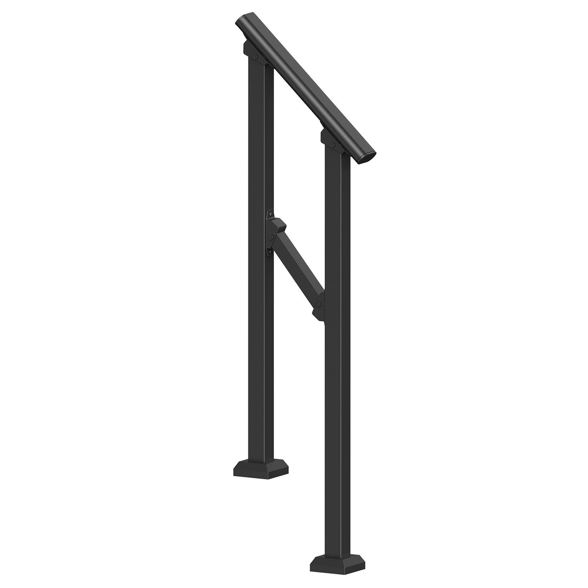 VEVOR Handrails for Outdoor Steps, 1-2 Step Stair Hand Rail Kit, Transitional Carbon Steel Railings with Installation Kit, Stair Rails for Seniors, Concrete Steps & Porch & Deck, Black Square Tube - FGDHGZLSLZFSL278CV0 - view 10