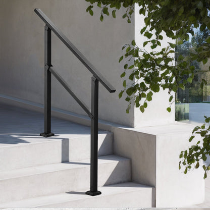 VEVOR Outdoor Handrails for Steps, 2-3 Step Stair Rail Kit, Black Square Tube with Horizontal Bar, Carbon Steel Support Rails for Seniors, Concrete & Deck Stairs, Easy Installation - FGDHGZLSLZFSL90M7V0 - view 9