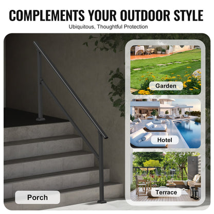 VEVOR Handrails for Outdoor Steps, 5 Step Stair Hand Rail Kit, Transitional Carbon Steel Railings with Installation Kit, Stair Rails for Seniors, Concrete Steps & Porch & Deck, Black Square Tube - FGDHGZLSLZFSXI0DBV0 - view 7
